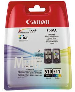 Canon PG-510/CL-511 Multi Pack inktcartridge 2 stuk(s) Origineel Normaal rendement Zwart, Cyaan, Magenta, Geel