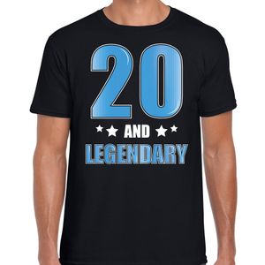 20 and legendary verjaardag cadeau t-shirt 20 jaar zwart voor heren
