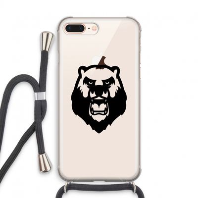 Angry Bear (black): iPhone 8 Plus Transparant Hoesje met koord