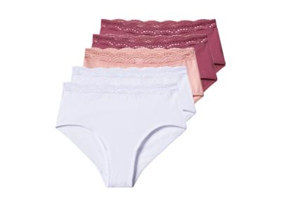 esmara Set van 5 dames onderbroeken met kant (roze/wit, L (44/46))