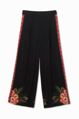 Gebloemde palazzobroek - BLACK - S