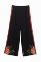 Gebloemde palazzobroek - BLACK - S