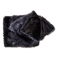 Wicotex Plaid-dekens- kunst bont Snow 150x200cm zwart gemêleerd polyester hoog polig - thumbnail