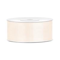 Partydeco Cadeaulint - warm wit - 2,5 cm x 25 meter - satijn - sierlint - inpakken - decoratie