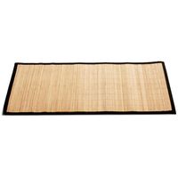 Badkamer vloermat anti-slip lichte bamboe 50 x 80 cm met zwarte rand   - - thumbnail