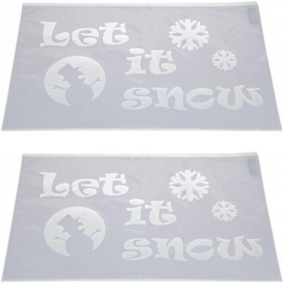 Kerst raamsjabloon - 2x - Let it snow tekst plaatjes - 54 cm - raamdecoratie - raamversiering