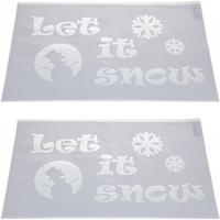 Kerst raamsjabloon - 2x - Let it snow tekst plaatjes - 54 cm - raamdecoratie - raamversiering Kerst raamsjabloon - 2x - Let it snow tekst plaatjes - 54 cm - raamdecoratie - raamversiering