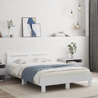 Bedframe met hoofdeinde en LED wit 135x190 cm