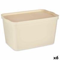 Opbergbak met Deksel Crème Plastic 24 L 29,3 x 24,5 x 45 cm (6 Stuks)