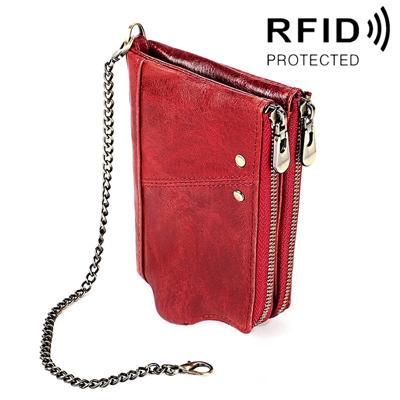 LT3533 lange Crazy Horse textuur koeienhuid lederen opvouwbare anti-magnetische RFID portemonnee Clutch tas voor mannen met kaartsleuven & schouderba