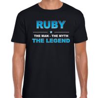 Naam cadeau t-shirt Ruby - the legend zwart voor heren