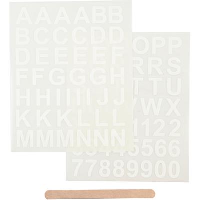 Creativ Company Rub-on stickers, letters en cijfers, h: 17 mm, b: 17 mm, vel 12,2x15,3 cm, wit, 1 doos