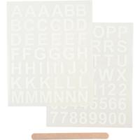 Creativ Company Rub-on stickers, letters en cijfers, h: 17 mm, b: 17 mm, vel 12,2x15,3 cm, wit, 1 doos