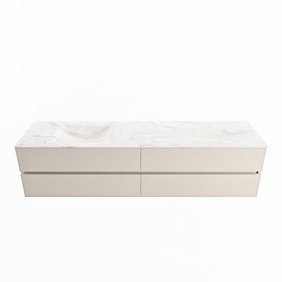 MONDIAZ VICA-DLUX 200cm badmeubel onderkast Linen 4 lades. Inbouw wastafel CLOUD links 1 kraangat, kleur Ostra.
