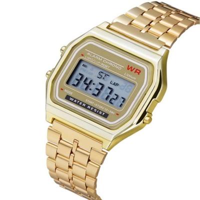 Mannen sport horloges militaire Quartz LED digitale waterdichte Quartz gouden vrouwen mannen horloge (goud)