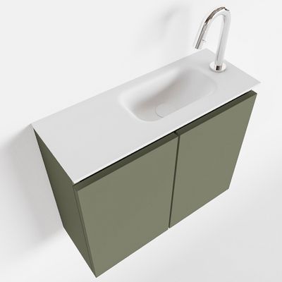 Toiletmeubel Mondiaz Ture | 60 cm | Meubelkleur Army | Eden wastafel Talc Rechts | 1 kraangat