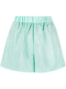 Self-Portrait short orné de cristaux à taille haute - Vert