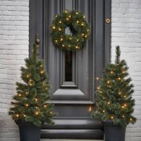 Black Box Glendon Set van 2 kerstbomen en kerstkrans LED - thumbnail