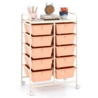 Rollwagen met 10 Stapelbare Lades Ladewagen Rollcontainer Badrollwagen Lichtroze Rollwagen met 10 Stapelbare Lades Ladewagen Rollcontainer Badrollwagen Lichtroze
