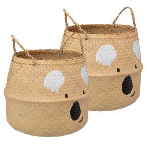 Speelgoed Opbergmand - 2x - Koala - met handgreep - riet - opvouwbaar - 35 x 35 x 38 cm