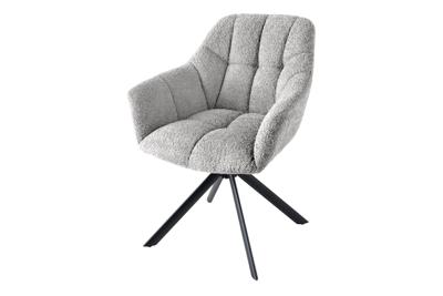 Draaistoel PAPILLON draaibaar 180 graden met armleuningen boucle grijs - 44593