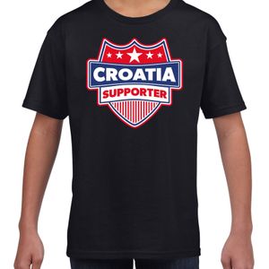 Kroatie / Croatia schild supporter t-shirt zwart voor kinderen