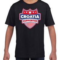 Kroatie / Croatia schild supporter  t-shirt zwart voor kinderen XL (158-164)  - - thumbnail