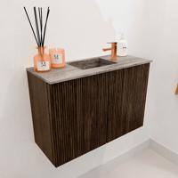 Toiletmeubel Mondiaz Joya Dlux | 60 cm | Meubelkleur Walnut | Faye wastafel Oza Wasbak Midden | 1 kraangat