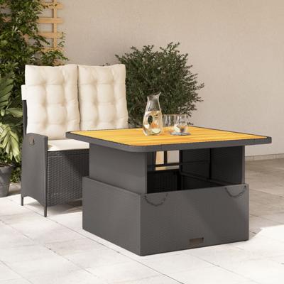2-delige Tuinset met kussens poly rattan zwart