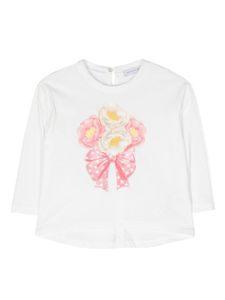 Monnalisa t-shirt fleuri à manches longues - Blanc