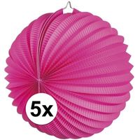 5x Lampionnen fuchsia roze 22 cm - thumbnail