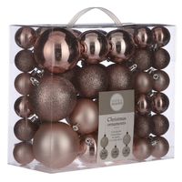 92x stuks kunststof kerstballen roze 4, 6 en 8 cm - Kerstbal