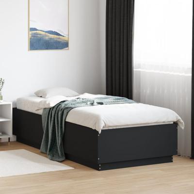 Bedframe bewerkt hout zwart 90x200 cm