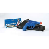 Verkleed politie revolver blauw met schouder holster   - - thumbnail