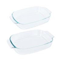 Ovenschalen 2-delige set - glas - ovaal - 2 en 2.7 Liter - vaatwasser bestendig