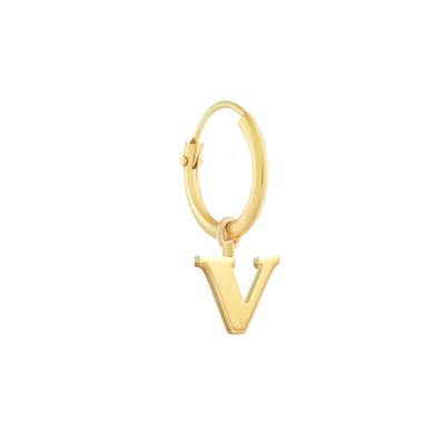 Minimalistische letter oorbel - 14K GOUD - Goud - V