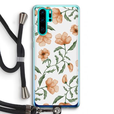 Peachy flowers: Huawei P30 Pro Transparant Hoesje met koord