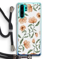 Peachy flowers: Huawei P30 Pro Transparant Hoesje met koord