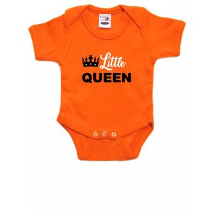 Little queen Koningsdag romper met kroontje oranje voor babys 92 (18-24 maanden)  -