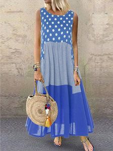 Printed Sleeveless Round Neck Sweet Weaving Dress