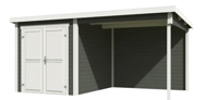 Blokhut met overkapping Lars 500x250 Green Grey-Wit - Outdoor life