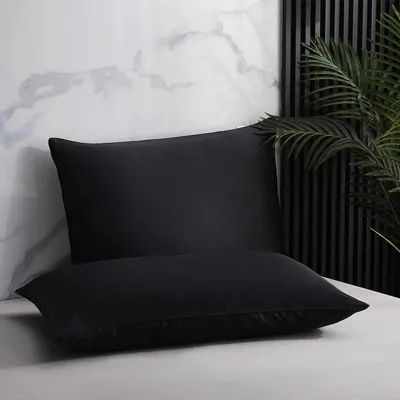 Kussenslopen 100% Zijde 2 PACK Effen Zwart Basalt - Dekbed-Discounter.nl