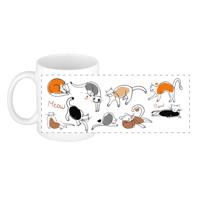 Cadeau koffie/thee mok - lieve kat/poes - wit - 300 ml - keramiek