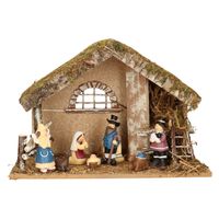 Complete kerststal met 7x st kerststal beelden - H30 cm - Kerststallen - thumbnail
