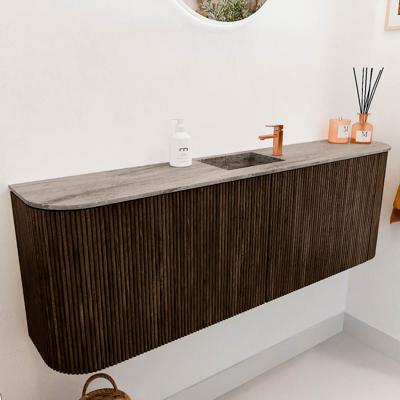 Toiletmeubel Mondiaz Joya Dlux | 123.2 cm | Meubelkleur Walnut | Faye wastafel Oza Wasbak Midden | 1 kraangat
