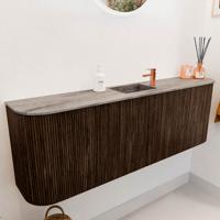 Toiletmeubel Mondiaz Joya Dlux | 123.2 cm | Meubelkleur Walnut | Faye wastafel Oza Wasbak Midden | 1 kraangat