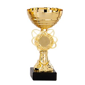 Luxe trofee/prijs beker - bloemvorm accent - goud- kunststof - 16 x 8 cm - sportprijs   -