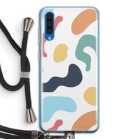 Memphis Shapes Blue: Samsung Galaxy A50 Transparant Hoesje met koord