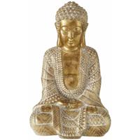Deco by Boltze Boeddha beeld Jarven - kunststeen - antiek goud - 24 x 20 x 38 cm   -
