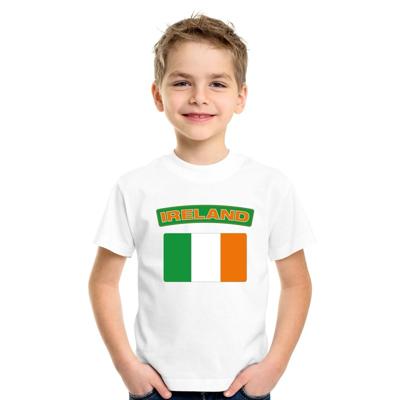Supporters kleding - t-shirt van vlag Ierland - wit - voor kinderen - korte mouwen - sport